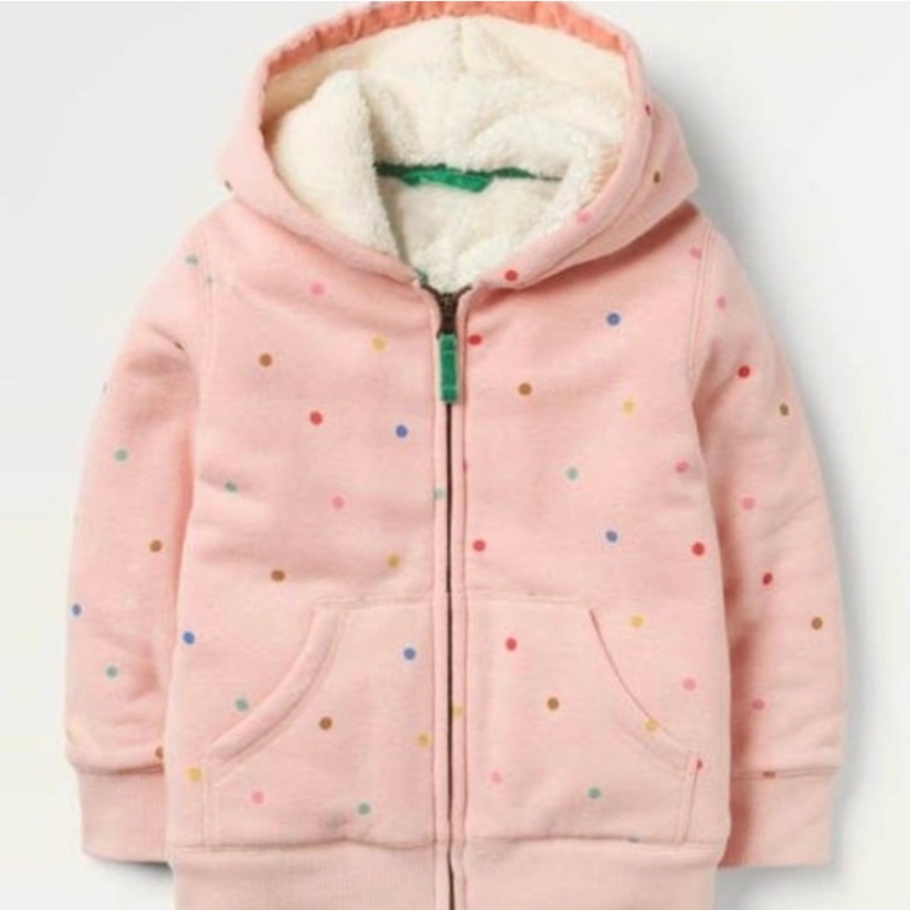 Mini Boden Sherpa Lined Confetti dot hoodie toddler 3-4 years